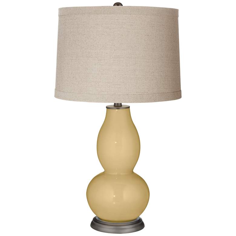 Image 1 Humble Gold Linen Drum Shade Double Gourd Table Lamp