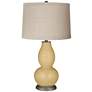 Humble Gold Linen Drum Shade Double Gourd Table Lamp