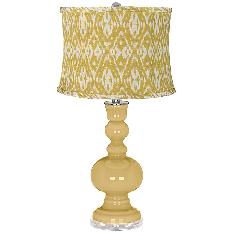 Image 1 Humble Gold Mustard Yellow Ikat Drum Shade Apothecary Table Lamp
