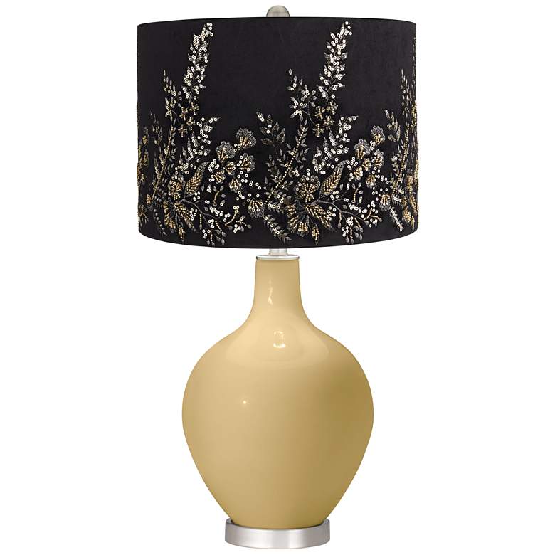 Image 1 Humble Gold Ovo Table Lamp w/ Black Gold Beading Shade