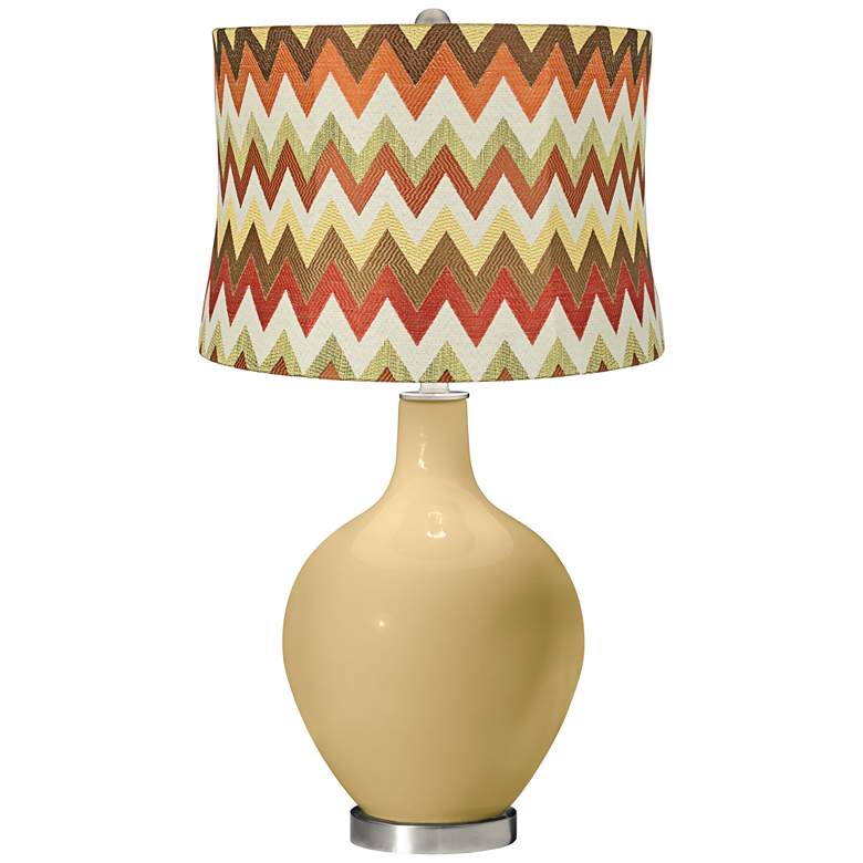 Image 1 Humble Gold Red and Brown Chevron Shade Ovo Table Lamp