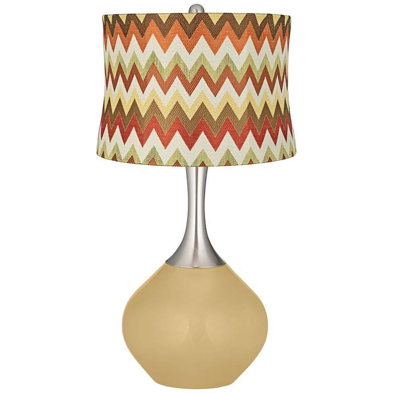 Image 1 Humble Gold Red and Brown Chevron Shade Spencer Table Lamp