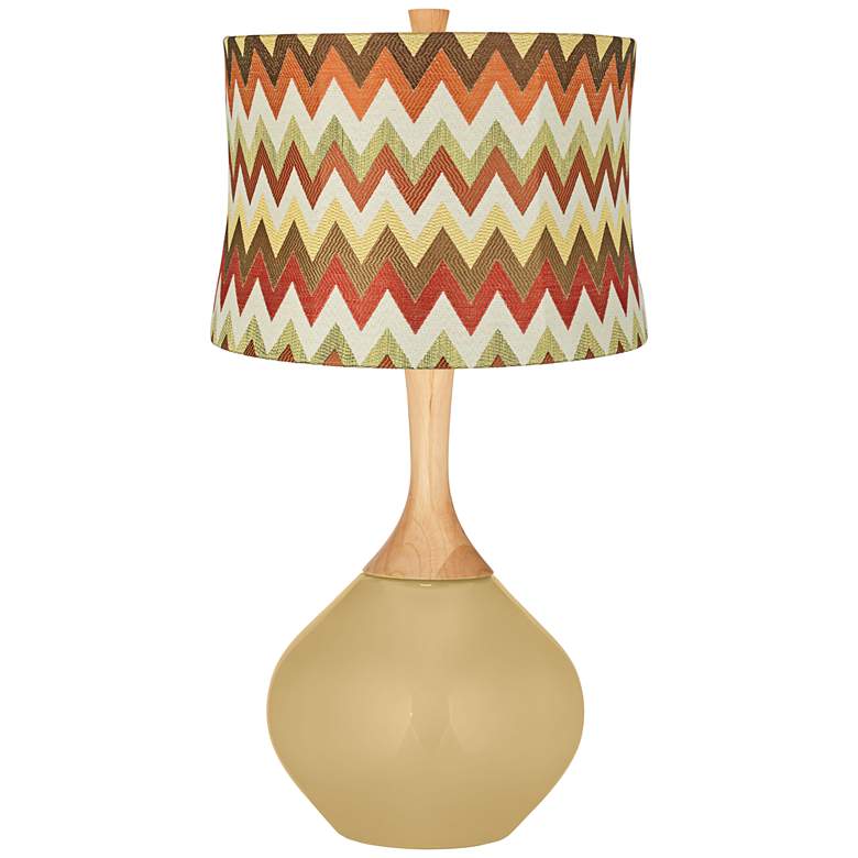 Image 1 Humble Gold Red and Brown Chevron Shade Wexler Table Lamp