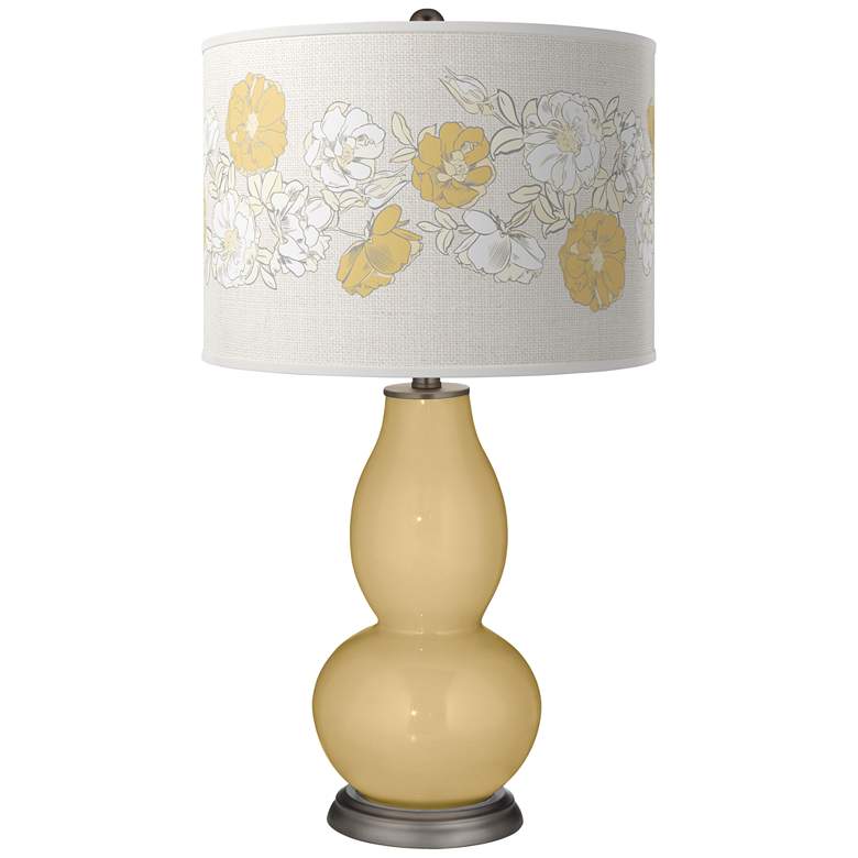 Humble Gold Rose Bouquet Double Gourd Table Lamp