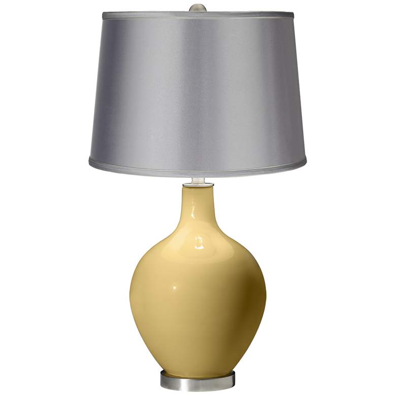 Image 1 Humble Gold - Satin Light Gray Shade Ovo Table Lamp