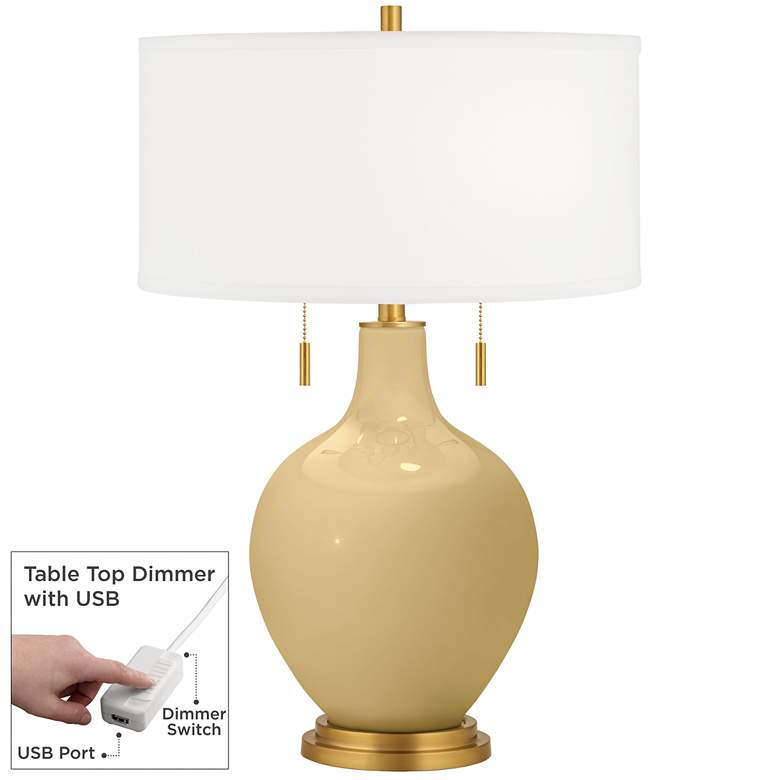 Image 1 Humble Gold Toby Brass Accents Table Lamp with Dimmer