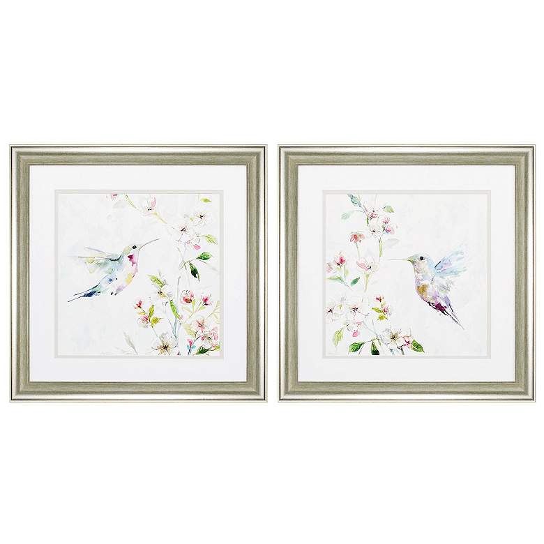 Image 1 Hummingbird 19"W x 19"H Framed Art Set of 2