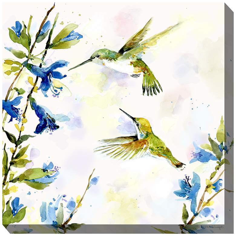 Image 2 Hummingbird Duet 24" Square Outdoor Canvas Wall Art