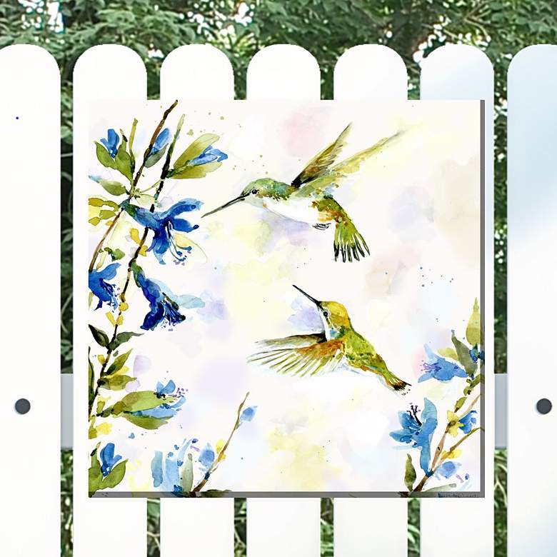 Image 1 Hummingbird Duet 24" Square Outdoor Canvas Wall Art