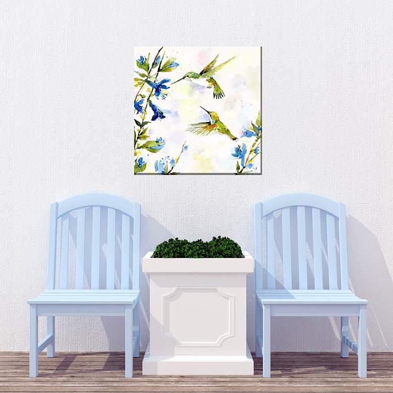 Image 3 Hummingbird Duet 24" Square Outdoor Canvas Wall Art more views