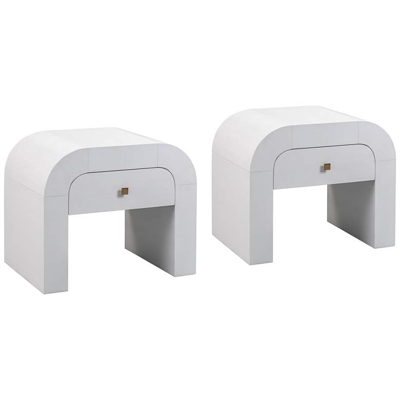 Image 1 Hump 26" Wide White 1-Drawer Wood Nightstands Set of 2