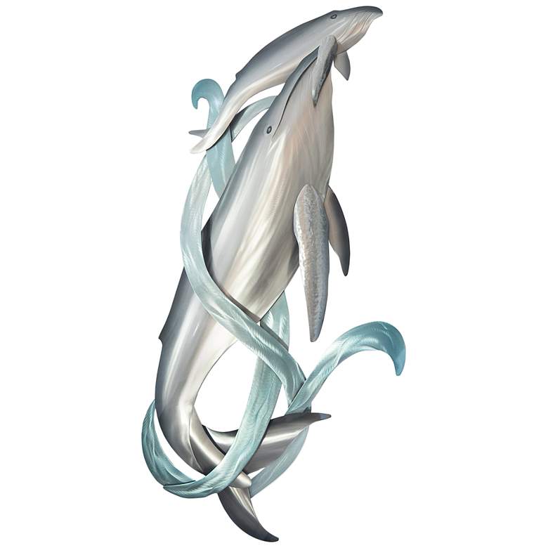 Image 2 Humpback Whale with Calf 45" High Outdoor Metal Wall Art