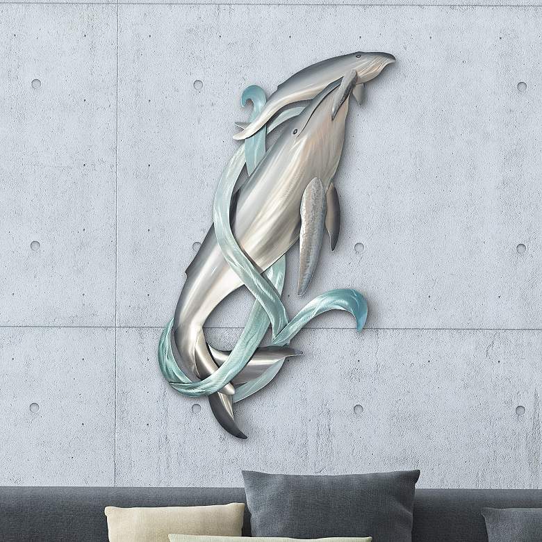 Image 1 Humpback Whale with Calf 45 inch High Outdoor Metal Wall Art