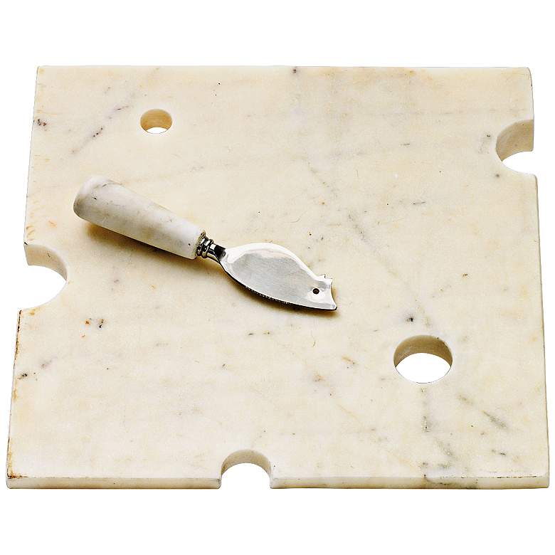 Image 1 Hunk Of Swiss Marble Cheeseboard and Cheese Knife Set