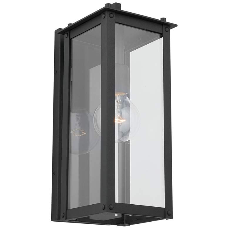 Image 2 Hunt 15 inch High Black Aluminum Outdoor Lantern Wall Light more views