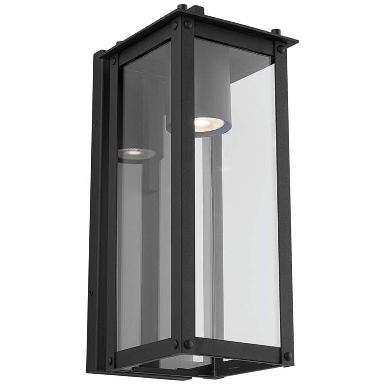 Image 2 Hunt 15 inch High Black Aluminum Outdoor Lantern Wall Light