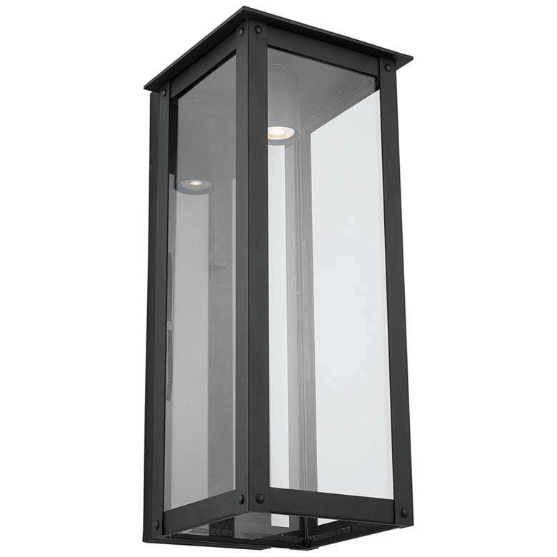 Image 1 Hunt 29 inch High Black Aluminum Outdoor Lantern Wall Light