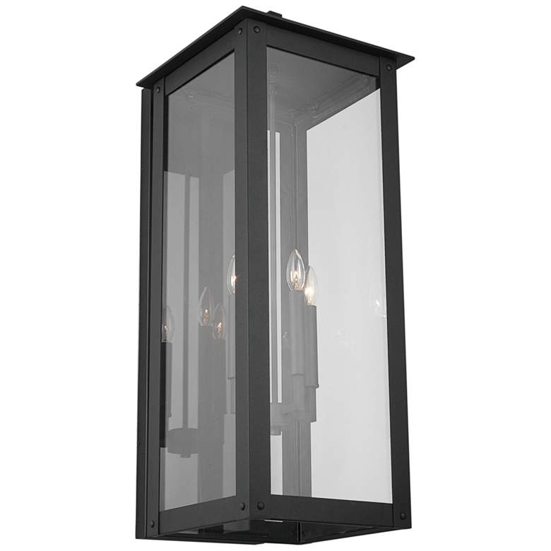 Image 3 Hunt 36 inchH Black Aluminum 4-Light Outdoor Lantern Wall Light more views