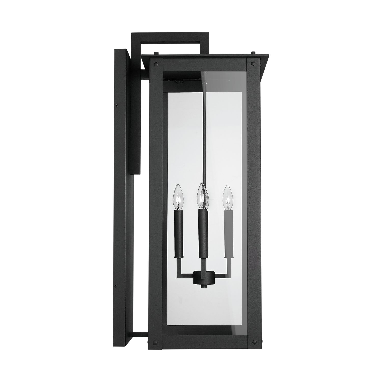 Hunt 36"H Black Aluminum 4-Light Outdoor Lantern Wall Light in scene