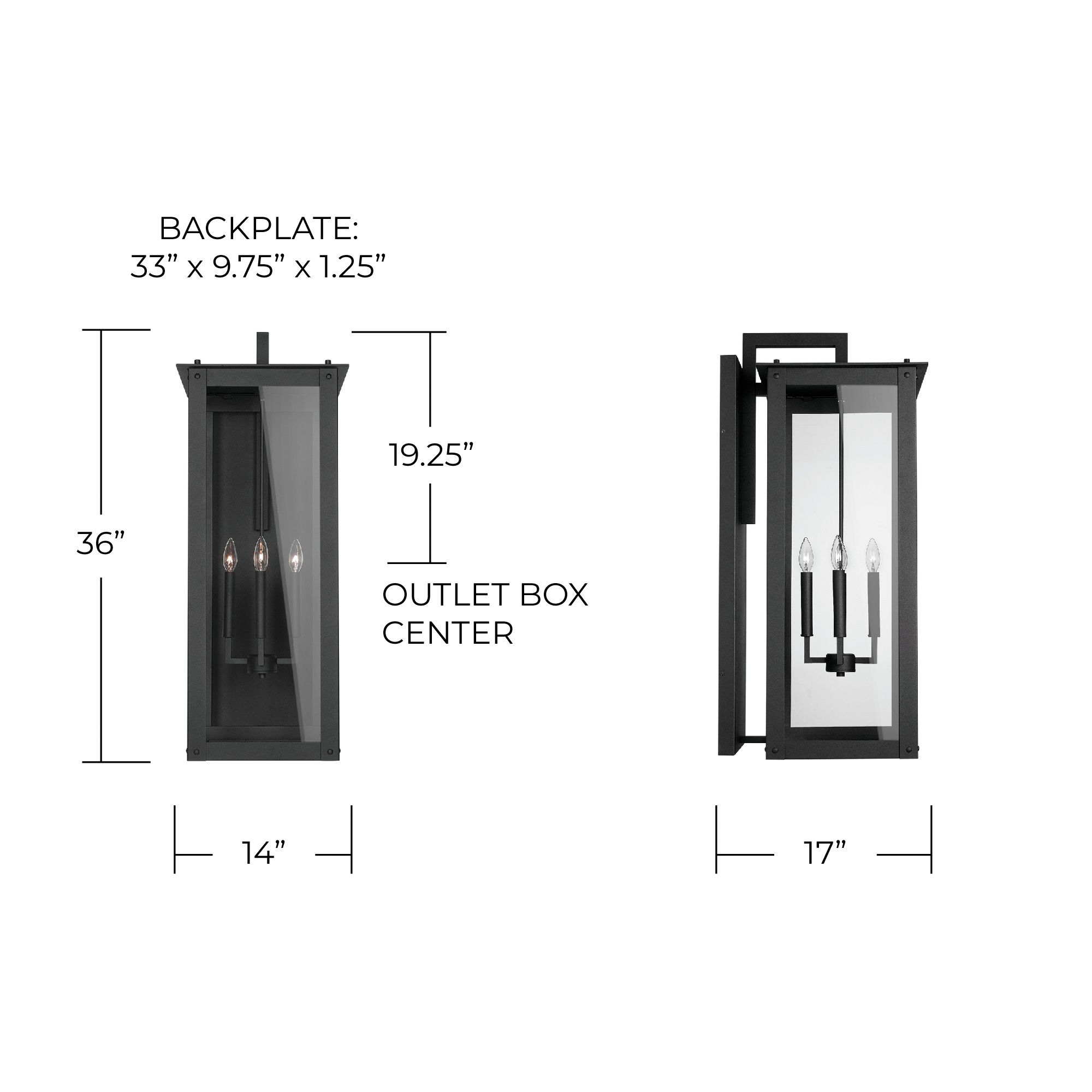 Hunt 36"H Black Aluminum 4-Light Outdoor Lantern Wall Light in scene
