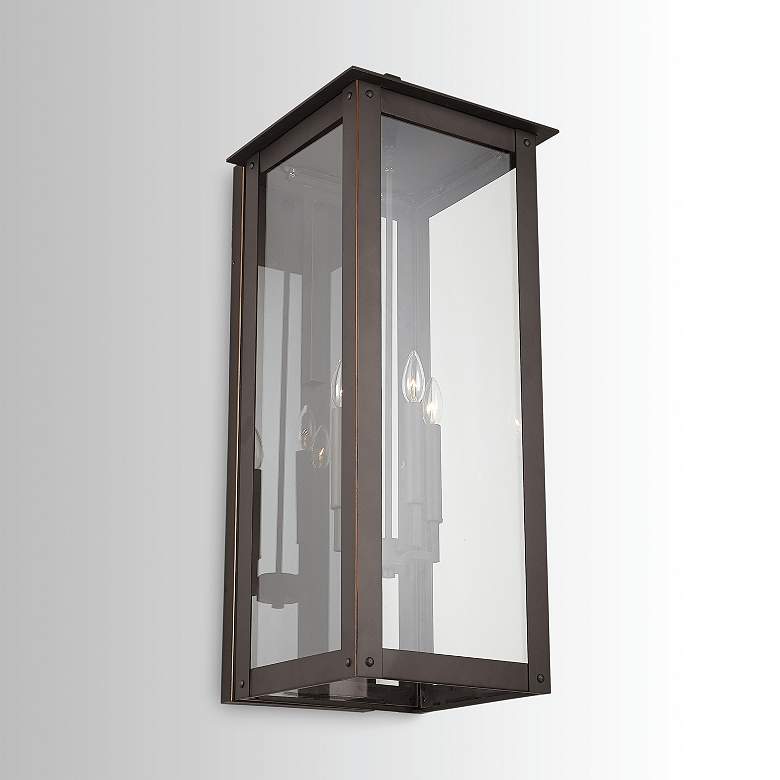 Image 1 Hunt 36"H Oiled Bronze 4-Light Outdoor Lantern Wall Light