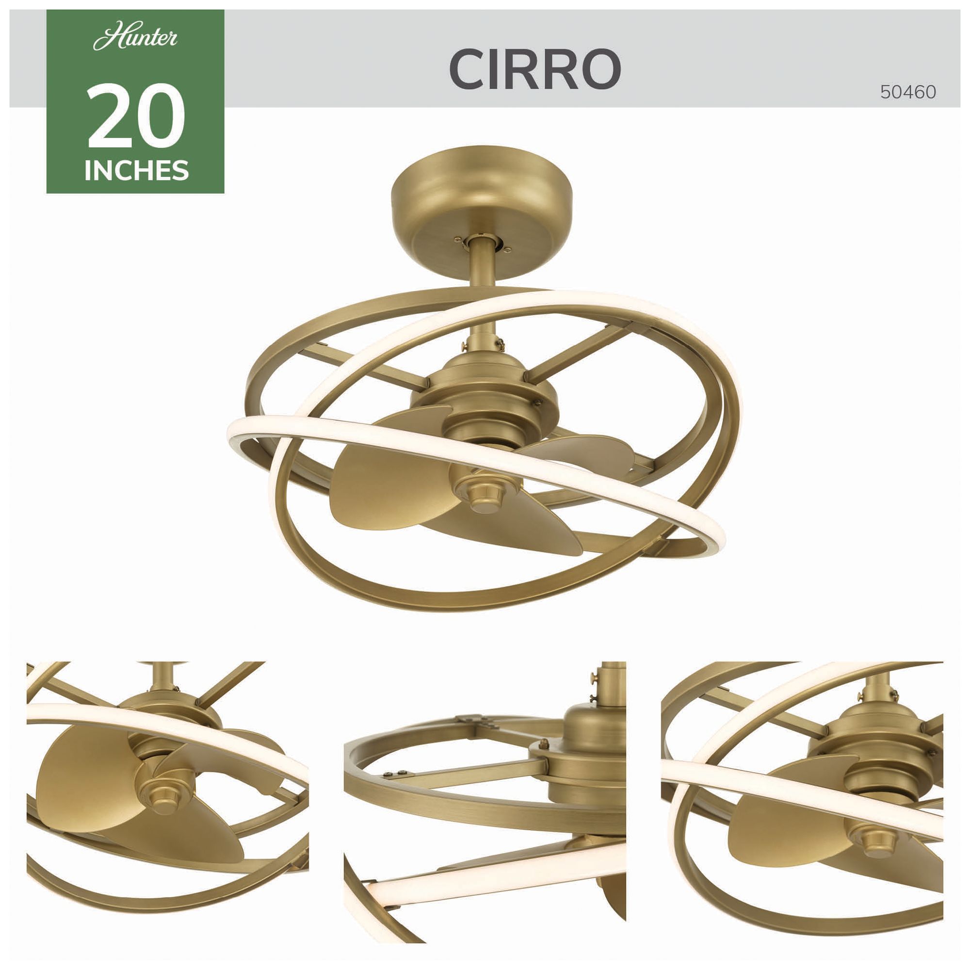 Image 6 Hunter 20" Cirro Fandelier Luxe Gold with LED Light Kit and Handheld Remote more views