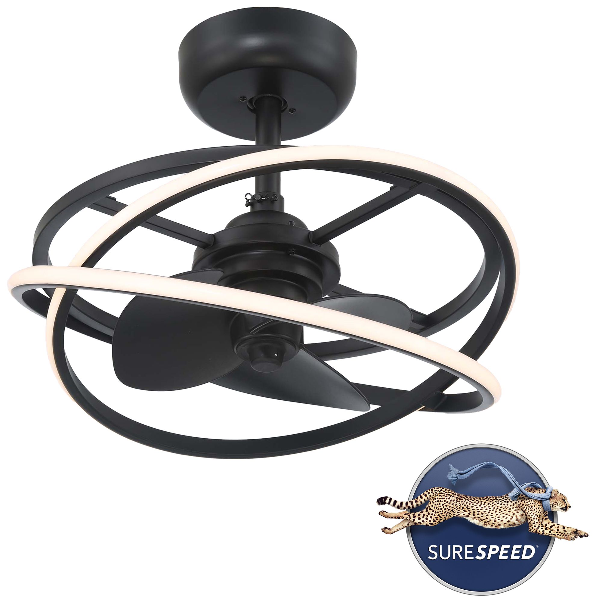 Image 2 Hunter 20" Cirro Fandelier Matte Black with Light Kit and Handheld Remote more views