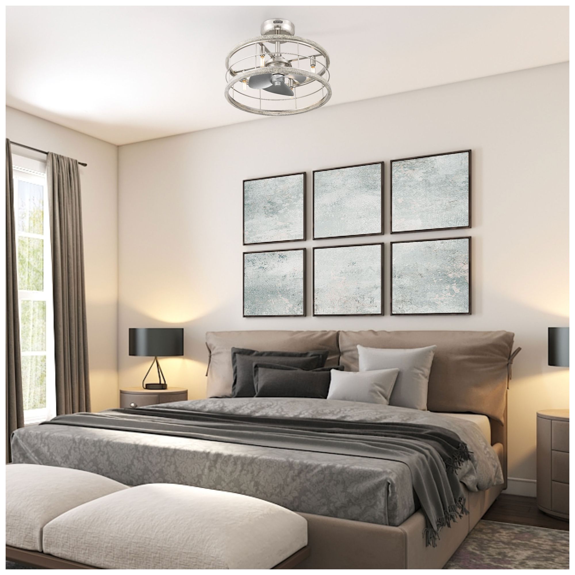 Image 4 Hunter 22 inch Bridgette Brushed Nickel  Fandelier with Light and Remote more views