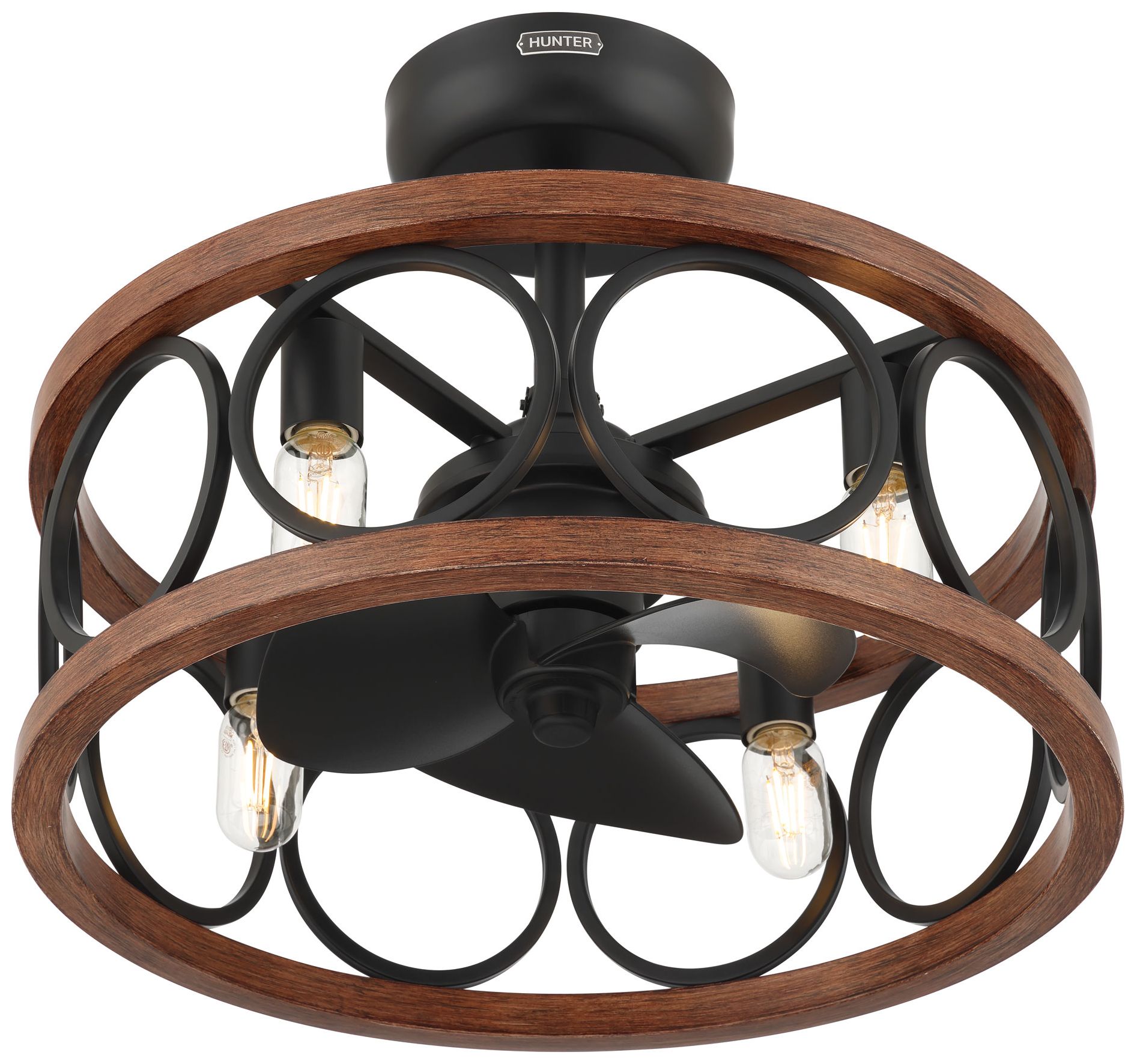 Image 2 Hunter 22 inch Haven Matte Black Fandelier with Light and Remote