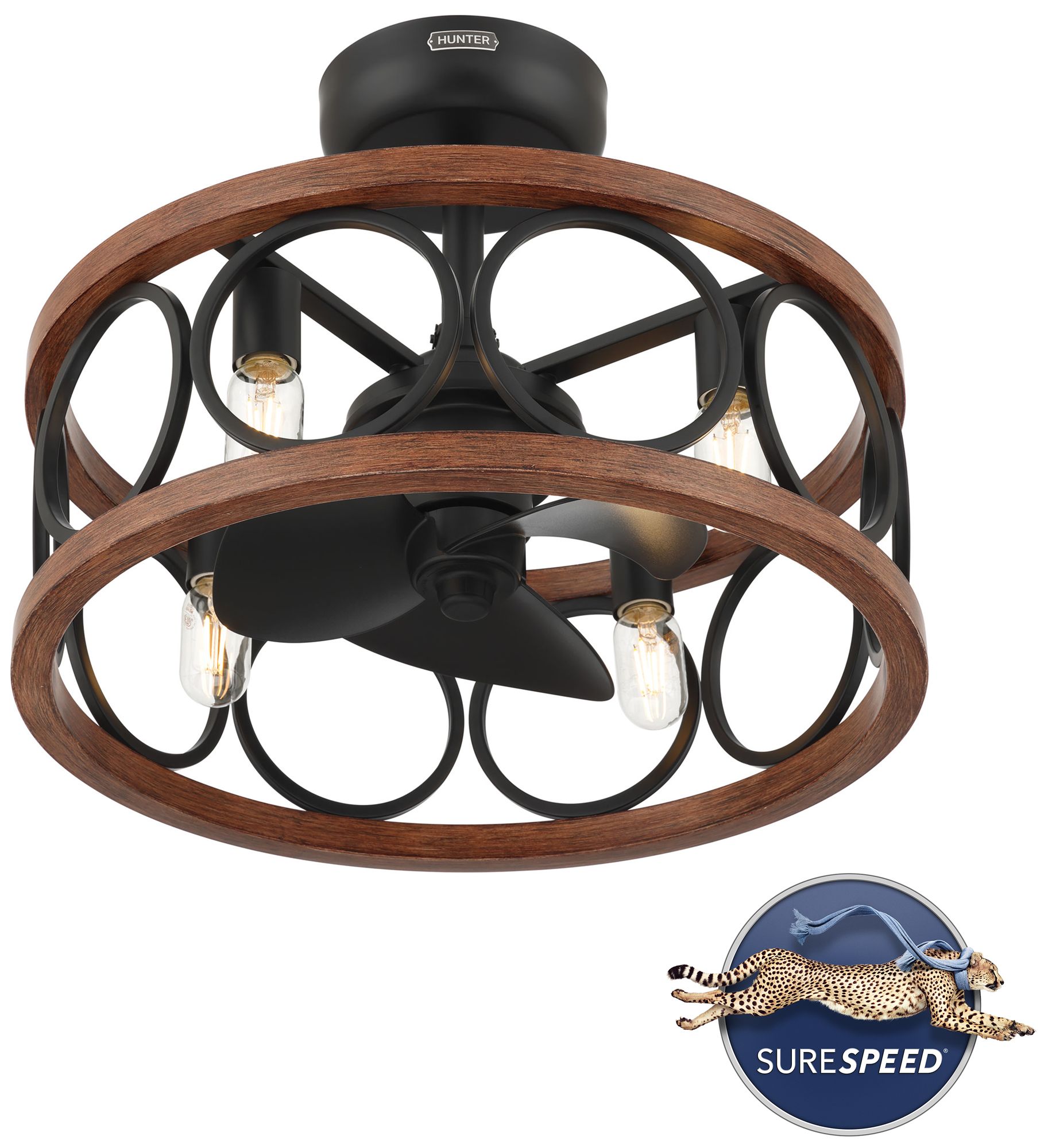 Image 6 Hunter 22 inch Haven Matte Black Fandelier with Light and Remote more views