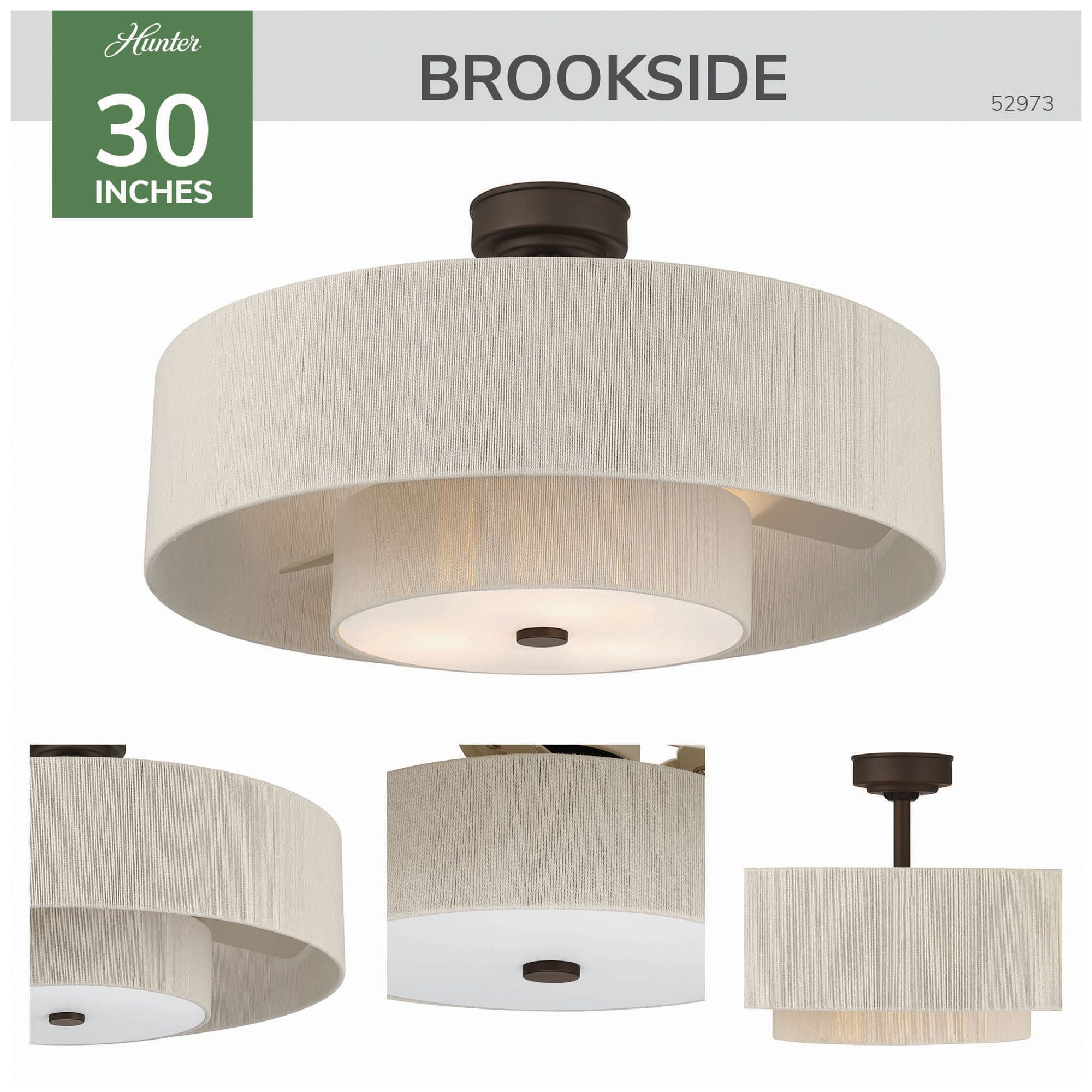 Image 6 Hunter 30" Brookside Matte Bronze Ceiling Fan with LED Light Kit and Remote more views