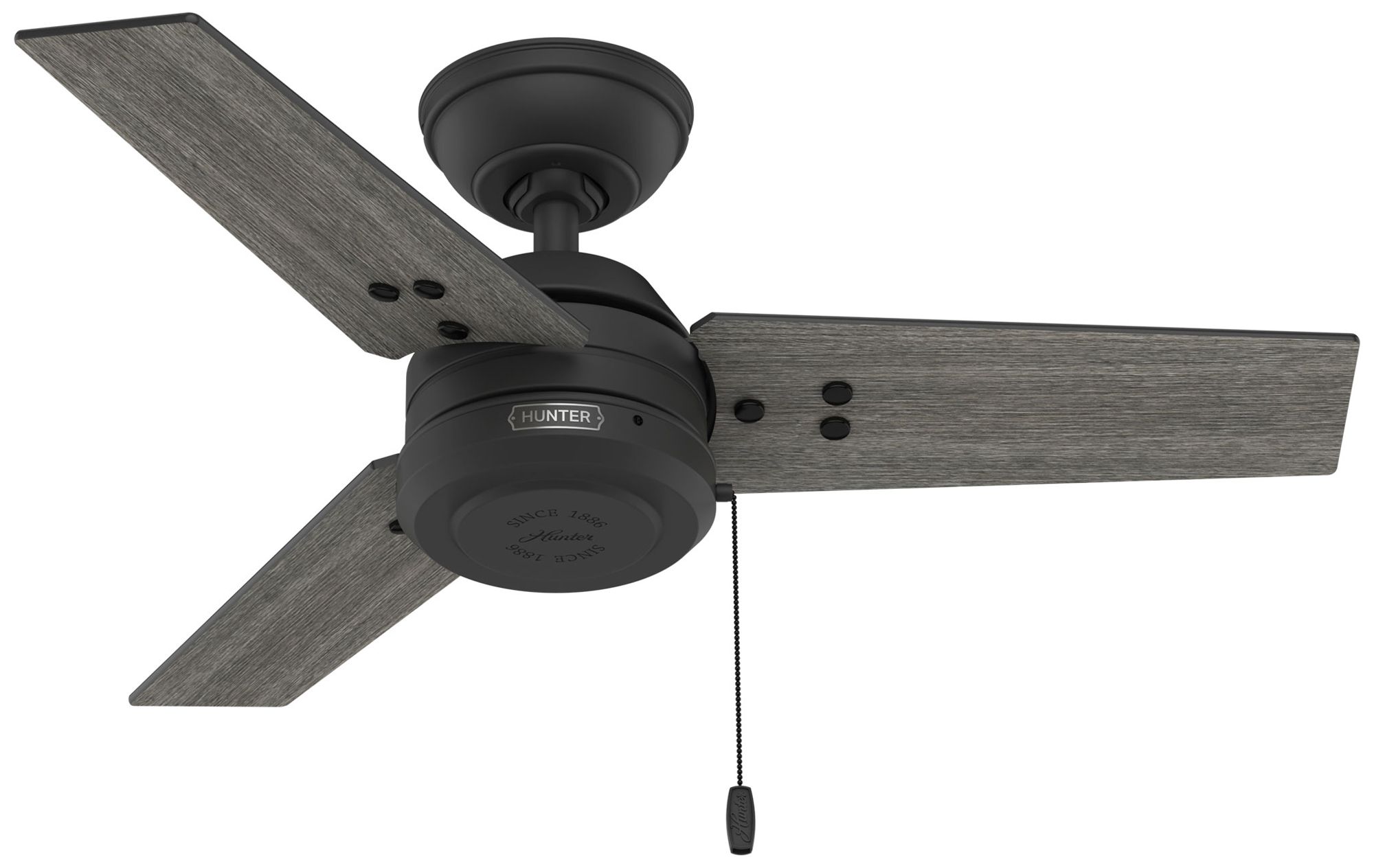 Hunter 36" Cassius Matte Black Fan with Matte Black/Dark Gray Oak Blades