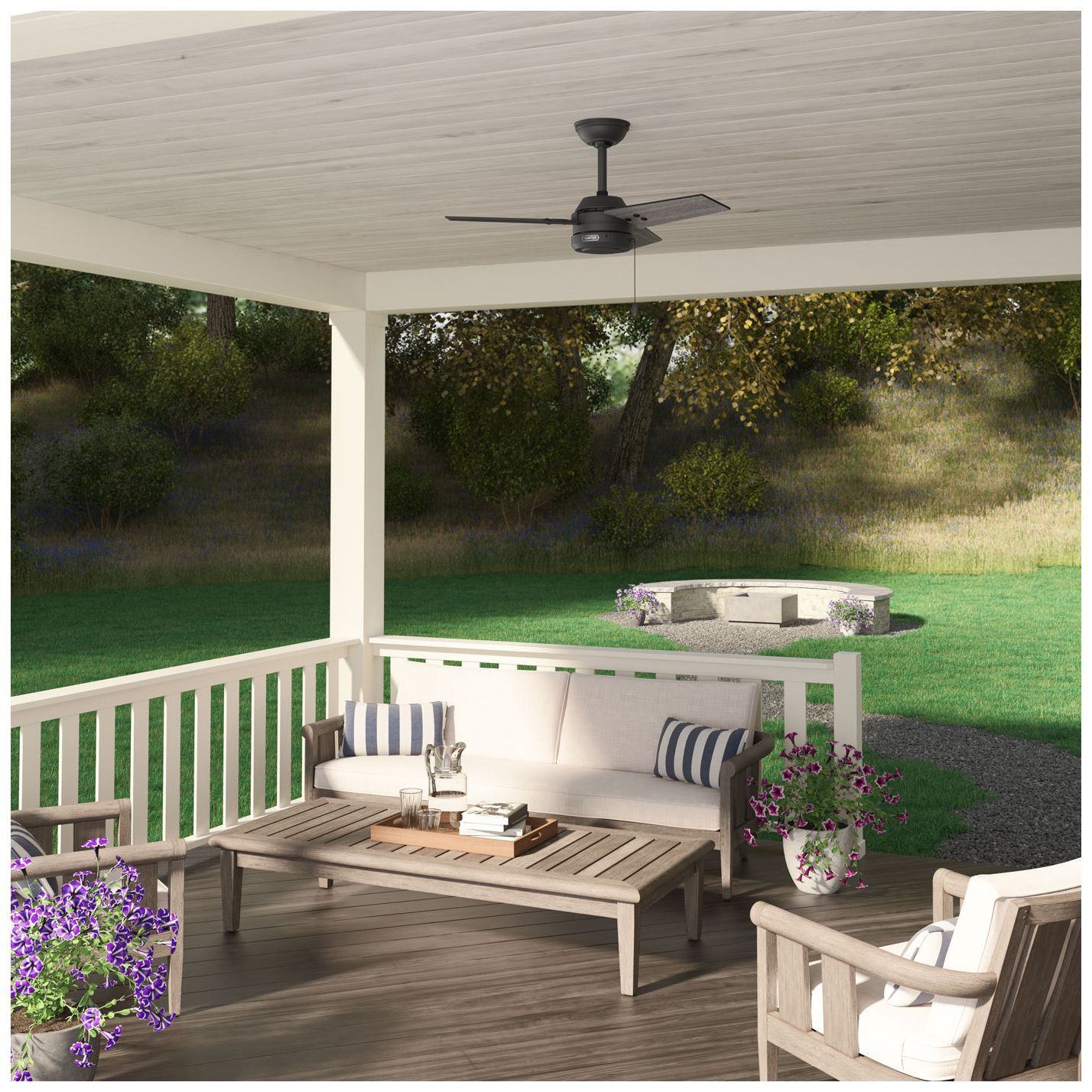 Hunter 36" Cassius Matte Black Fan with Matte Black/Dark Gray Oak Blades