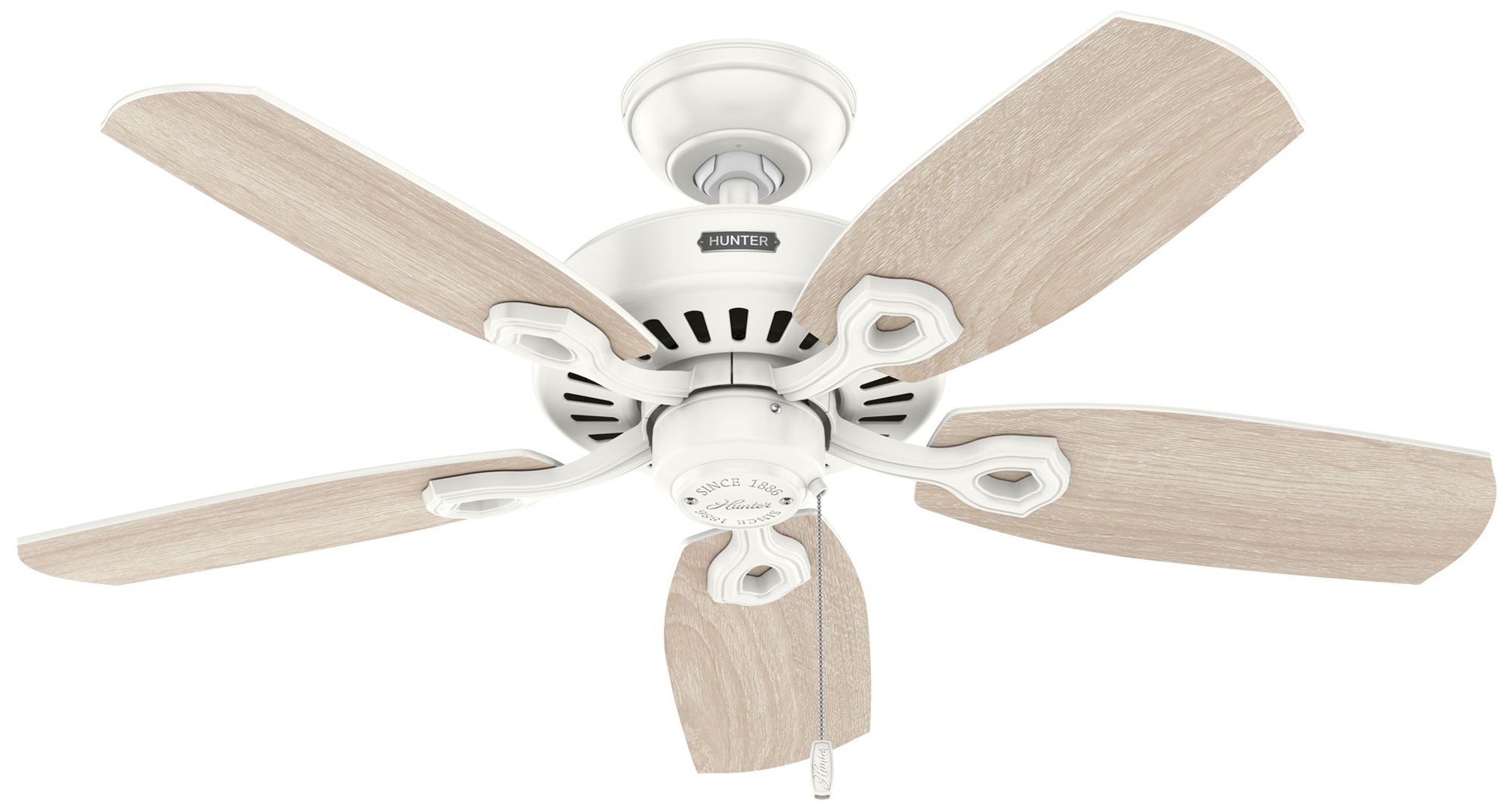 Hunter 42 inch Builder Elite Fresh White Ceiling Fan and Pull Chain