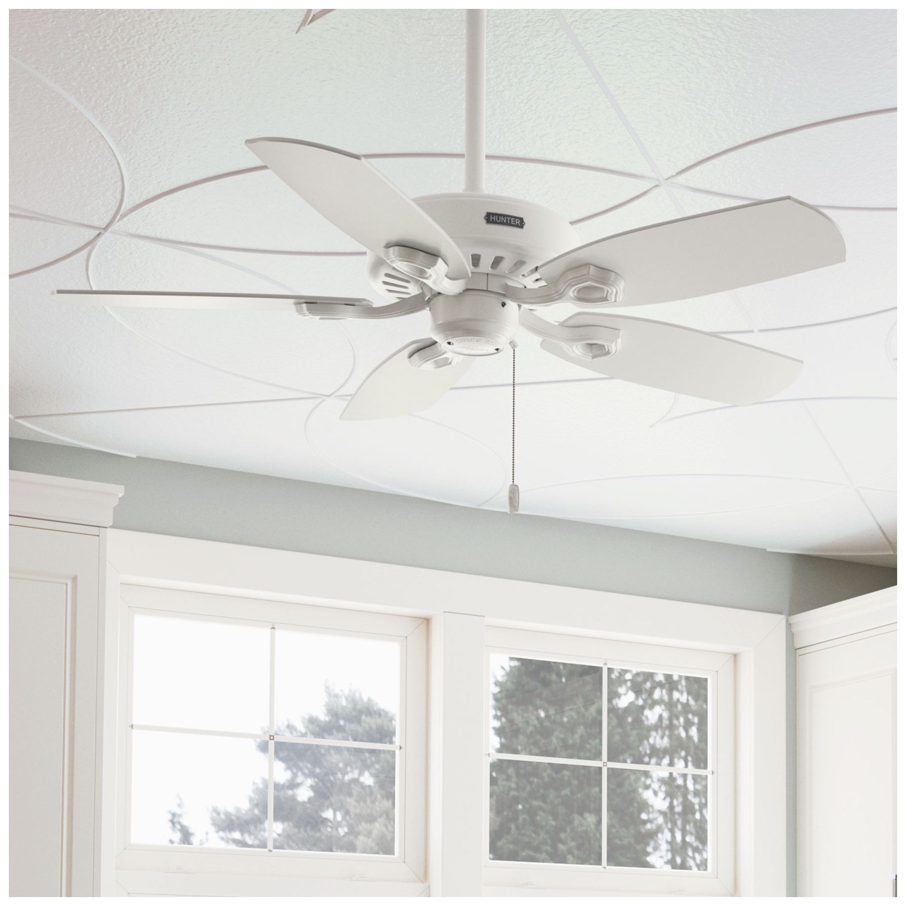 Thumbnail3 of Hunter 42 inch Builder Elite Fresh White Ceiling Fan and Pull Chain more views