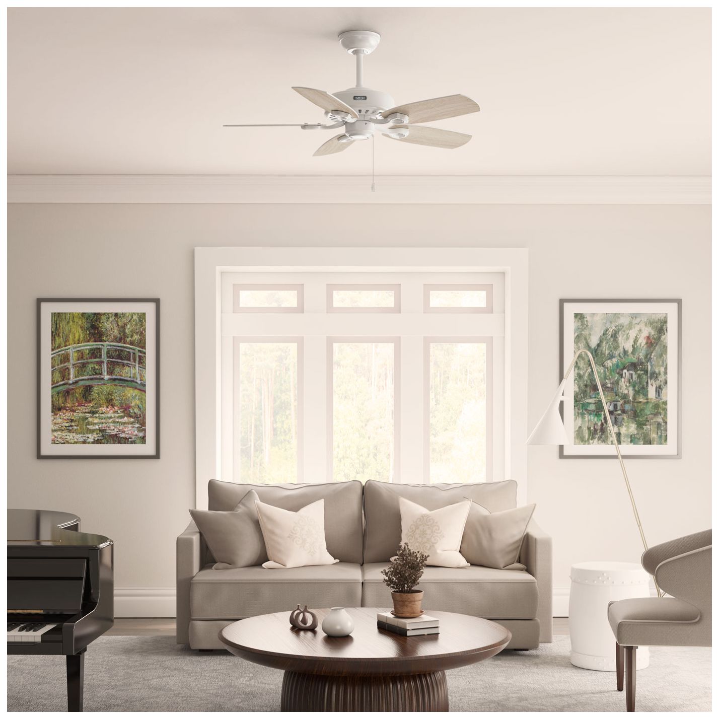 Hunter 42 inch Builder Elite Fresh White Ceiling Fan and Pull Chain