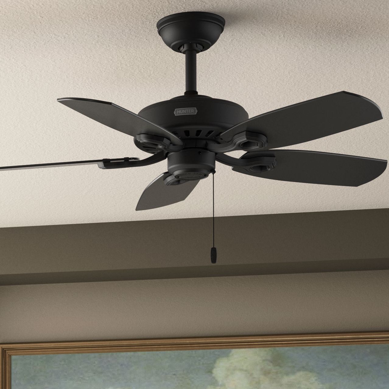 Thumbnail1 of Hunter 42 inch Builder Elite Matte Black Ceiling Fan and Pull Chain
