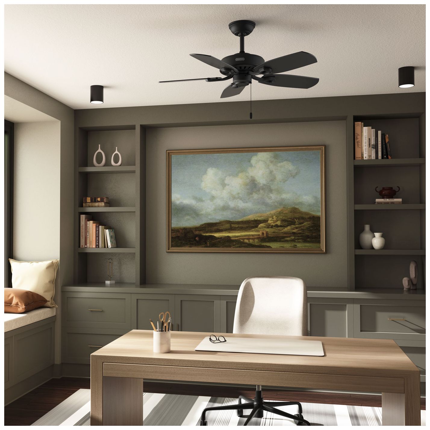 Thumbnail3 of Hunter 42 inch Builder Elite Matte Black Ceiling Fan and Pull Chain more views