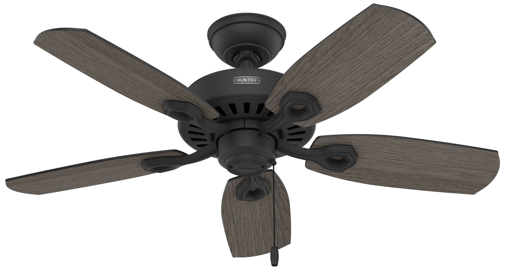 Hunter 42 inch Builder Elite Matte Black Ceiling Fan and Pull Chain