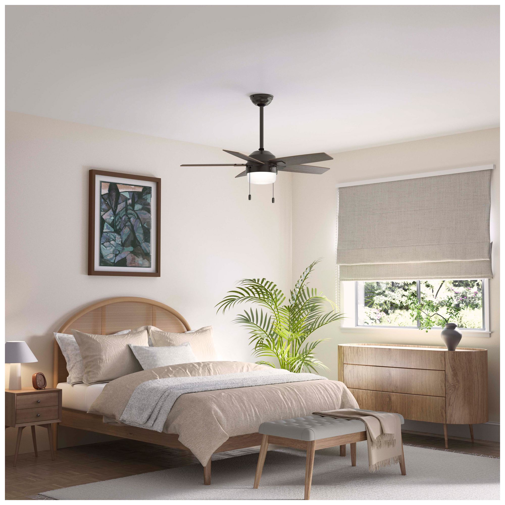 Image 2 Hunter 44" Anisten Noble Bronze Fan with Grey Walnut/Warm Grey Oak Blades more views