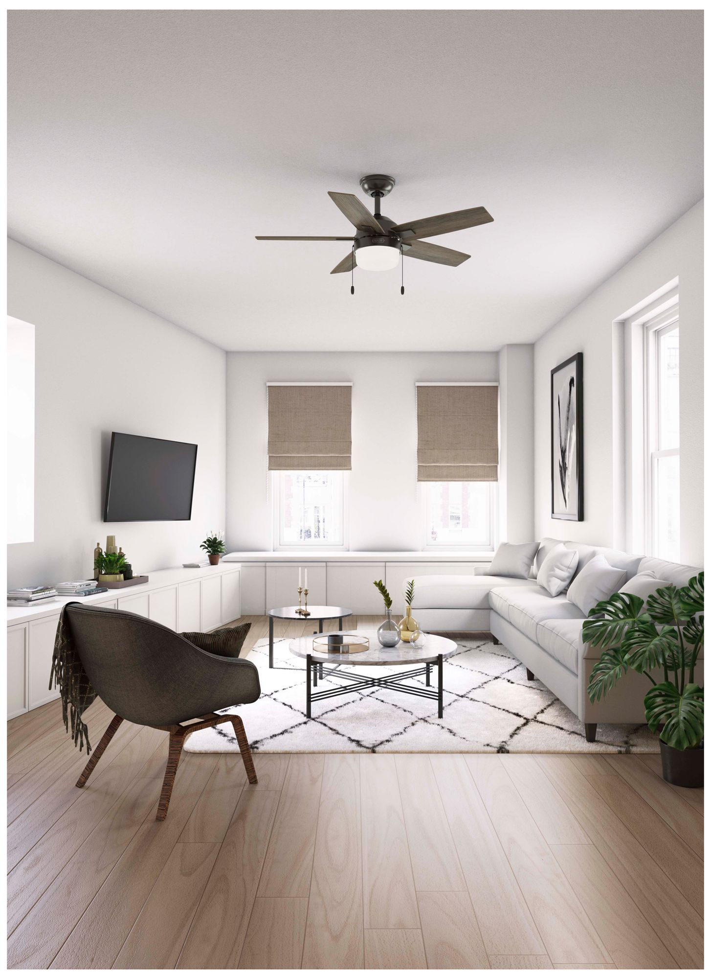 Hunter 44" Anisten Noble Bronze Fan with Grey Walnut/Warm Grey Oak Blades