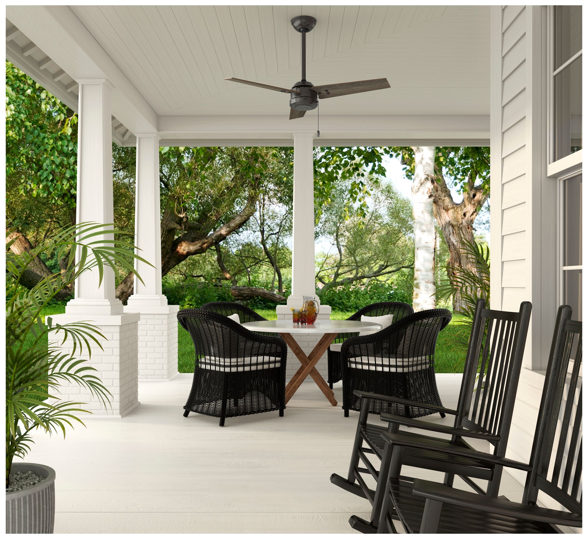 Image 2 Hunter 44" Cassius Noble Bronze Fan with Warm Grey Oak/Dark Gray Oak Blades more views