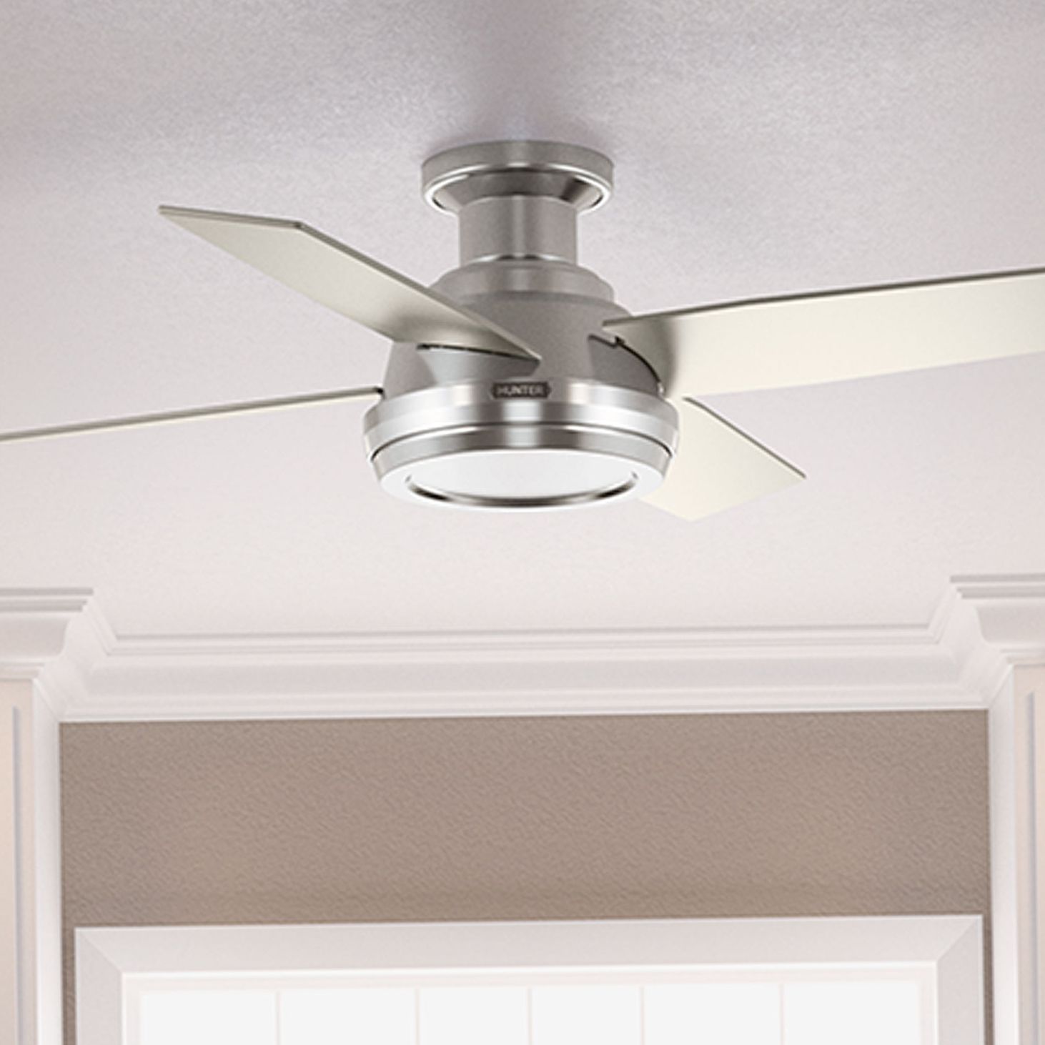 Thumbnail1 of Hunter 44" Dempsey Brushed Nickel Low Profile Ceiling Fan and Remote