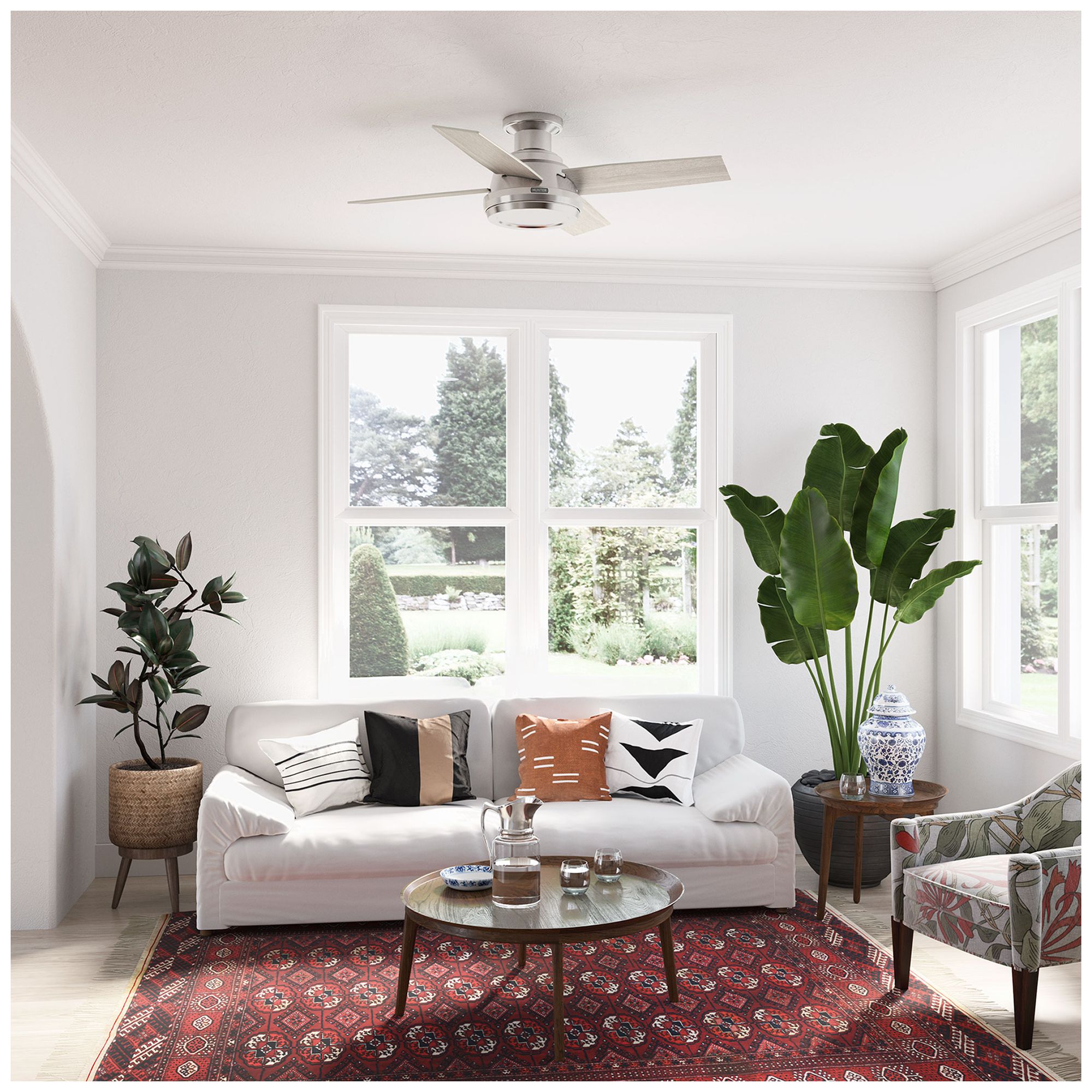 Hunter 44" Dempsey Brushed Nickel Low Profile Ceiling Fan and Remote