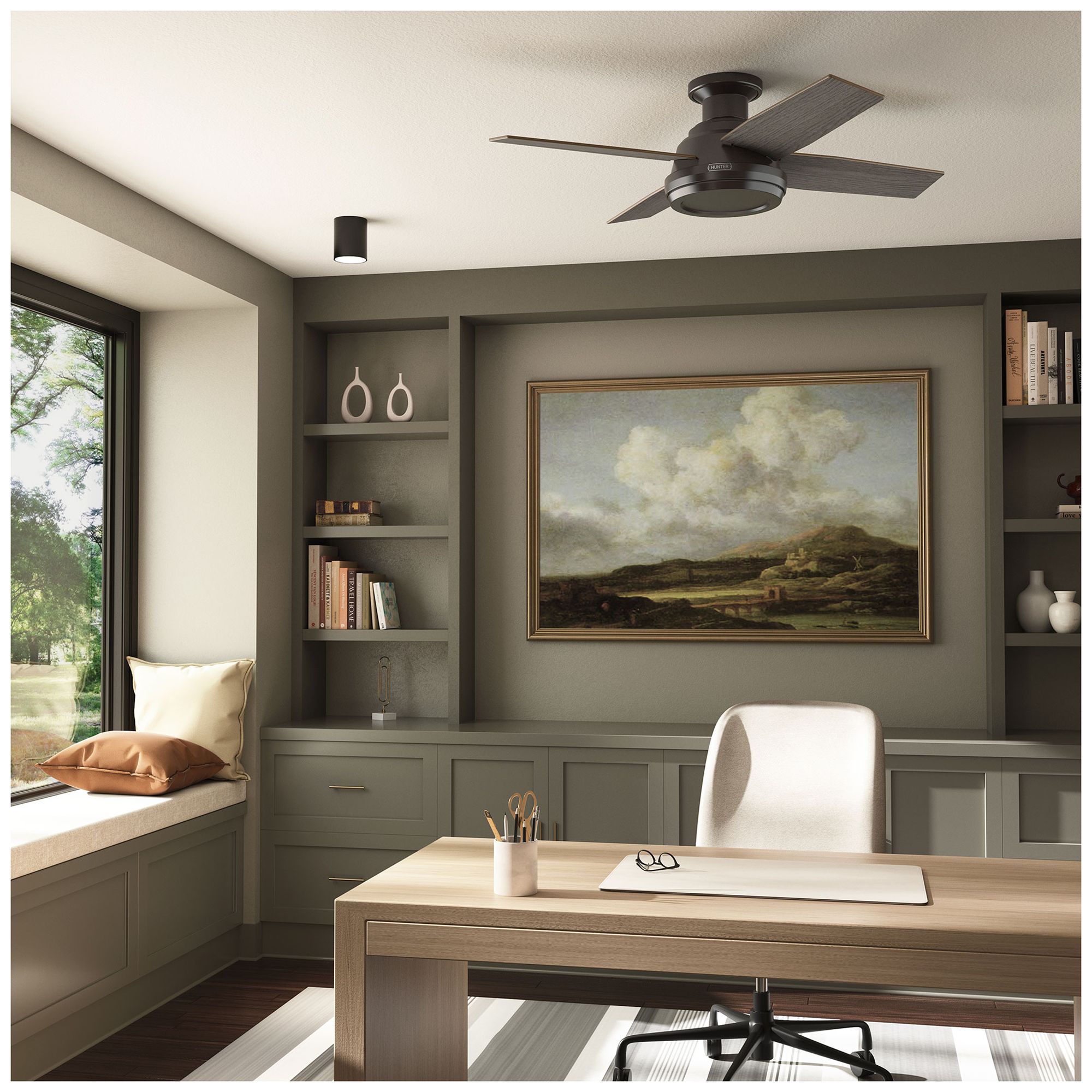 Image 4 Hunter 44" Dempsey Noble Bronze Low Profile Ceiling Fan and Handheld Remote more views
