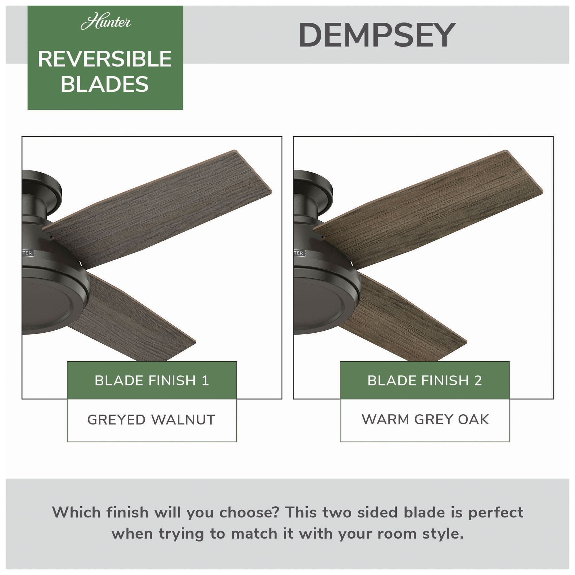 Hunter 44" Dempsey Noble Bronze Low Profile Ceiling Fan and Handheld Remote