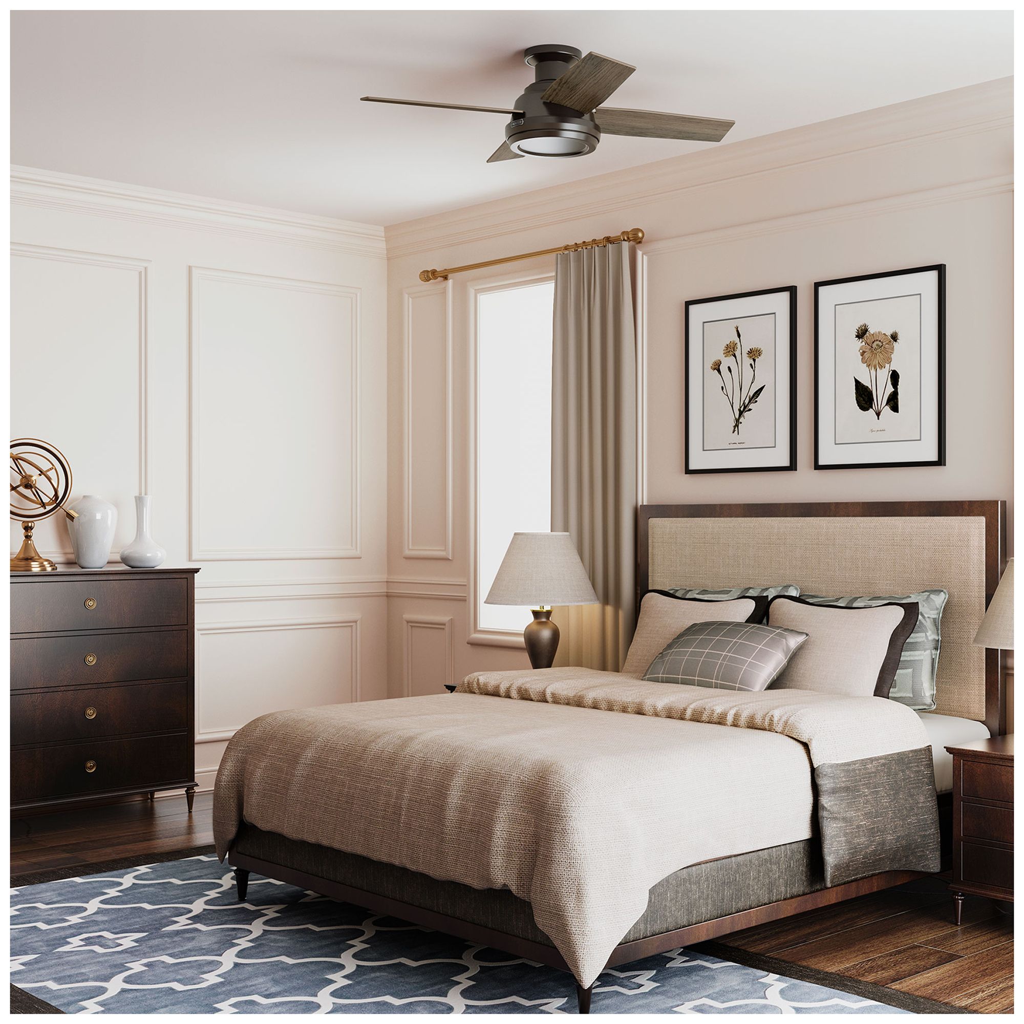 Hunter 44" Dempsey Noble Bronze Low Profile Ceiling Fan and Handheld Remote