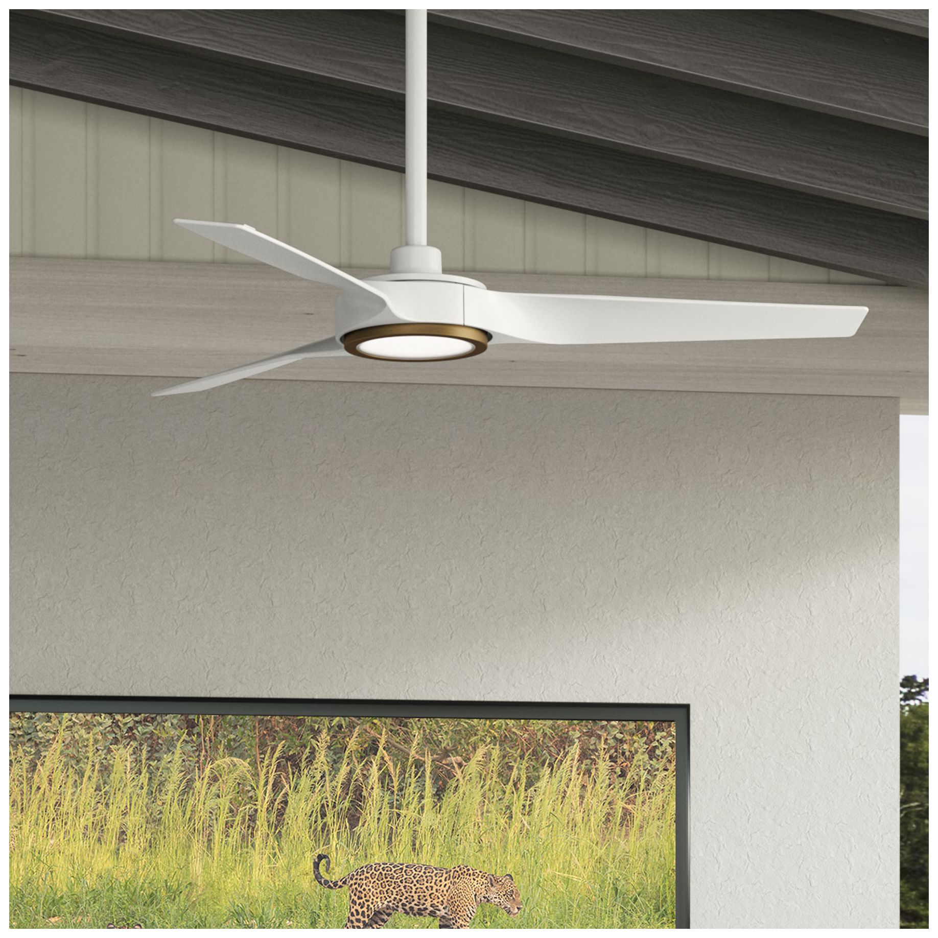 Image 3 Hunter 44 inch 3 Blade ZenTech Wi-Fi Fresh White Damp Rated Ceiling Fan more views