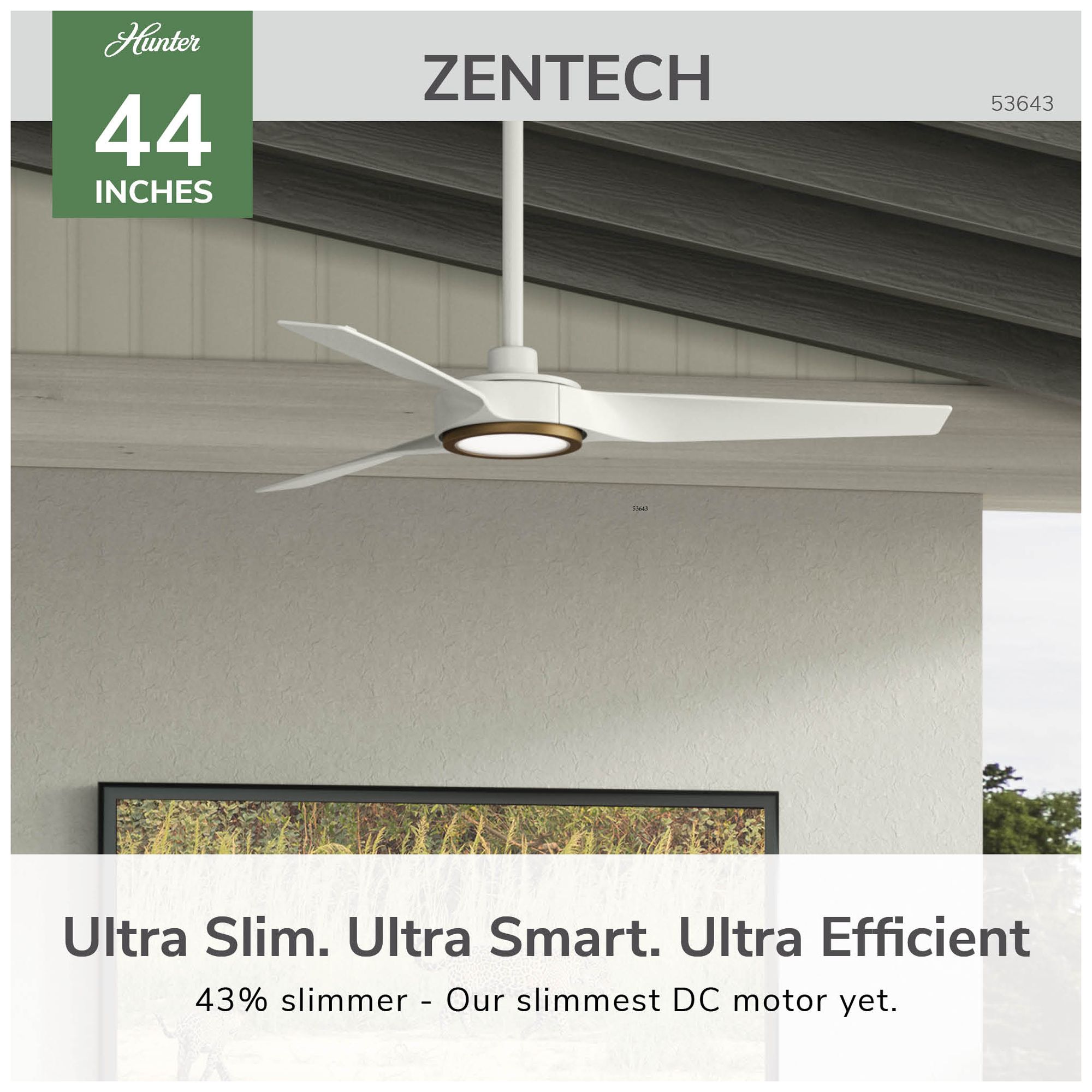 Image 5 Hunter 44 inch 3 Blade ZenTech Wi-Fi Fresh White Damp Rated Ceiling Fan more views