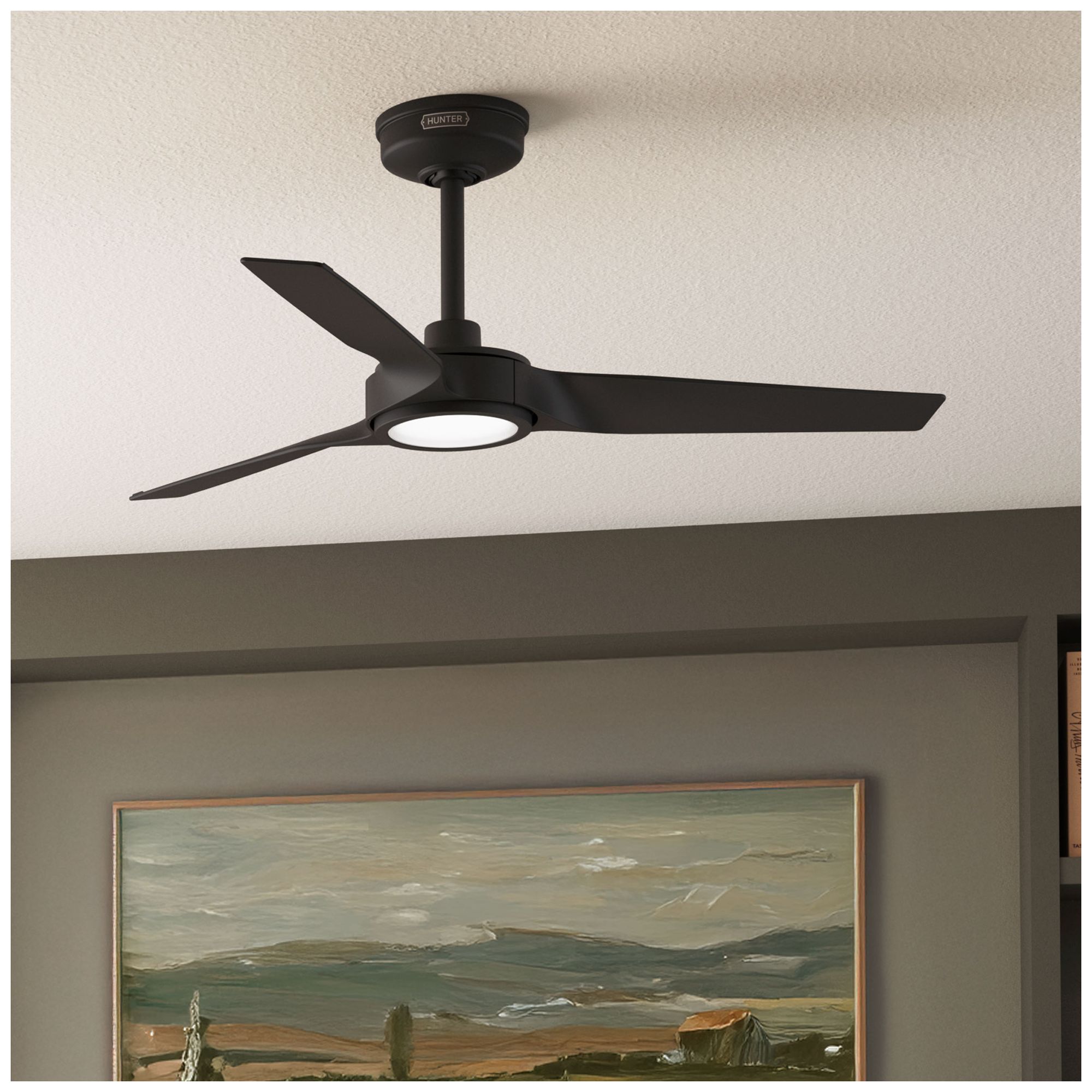 Image 3 Hunter 44 inch 3 Blade ZenTech Wi-Fi Matte Black Damp Rated Ceiling Fan more views